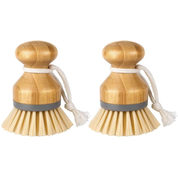 Bamboo Palm Brush β Scrub Brush for Dishes, Pots, Pans, and Kitchen Sink Cleaning, Pack of 2