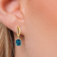 thumbnail image 3 of Gem Stone King 14K Yellow Gold London Blue Topaz and Lab Grown Diamond Earrings for Women | 2.05 Cttw | Gemstone November Birthstone | Cushion 7X5MM, 3 of 6