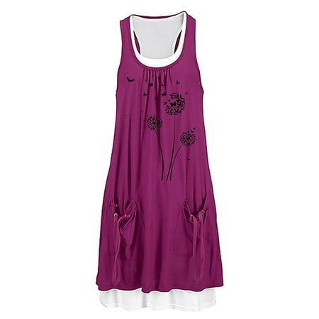 

Nightgown Sleep Dress For Women Loose Sleepwear Crew Neck Pajama Tank Dress Soft Nightshirt Sleeveless Nightdress Homewear Loungewear Short Sleepdress