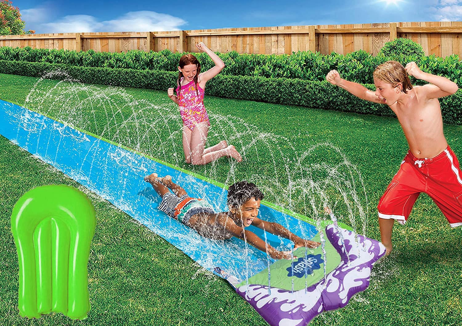 HSD Water Slide for Kids Lawn Water Slides for Backyard Slip and Slide with Surfboard Garden