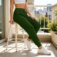 thumbnail image 2 of RUTAYY Women's Jogger Pants Solid Color Side Pockets Drawstring Casual Sport Sweatpants Green, 2 of 5