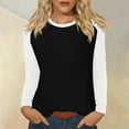 thumbnail image 2 of Hearthz Womens Long Sleeve Shirt Fall Top Crew Neck Color Block Boho Tops for Women Fall Fitted Basic Tee Summer Blouses for Women, 2 of 6