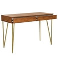 thumbnail image 3 of SAFAVIEH Pine Solid Mid-Century 2 Drawer Desk, Natural/Gold, 3 of 10