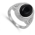 thumbnail image 4 of Simulated Black Onyx Rope Ring .925 Sterling Silver Band Cubic Zirconia Jewelry Female Male Size 10, 4 of 4