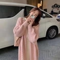 thumbnail image 2 of Women's Cardigan Sweater Jumper Waffle Knit Long Hollow Out Solid Color V Neck Casual Daily Weekend Fall Winter White Dark Gray One-size, 2 of 2