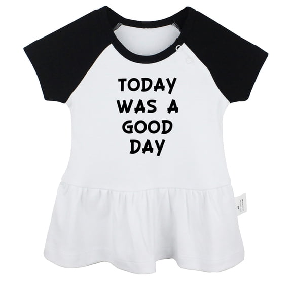 Today Was a Good Day Funny Dresses For Baby, Newborn Babies Skirts, Infant Princess Dress, 0-24M Kids Graphic Clothes (Black Raglan Dresses, 0-6 Months)