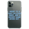 thumbnail image 1 of DistinctInk Clear Shockproof Hybrid Case for iPhone 12 Pro MAX (6.7" Screen) - TPU Bumper Acrylic Back Tempered Glass Screen Protector - I Went to a Fight And a Hockey Game Broke Out, 1 of 2