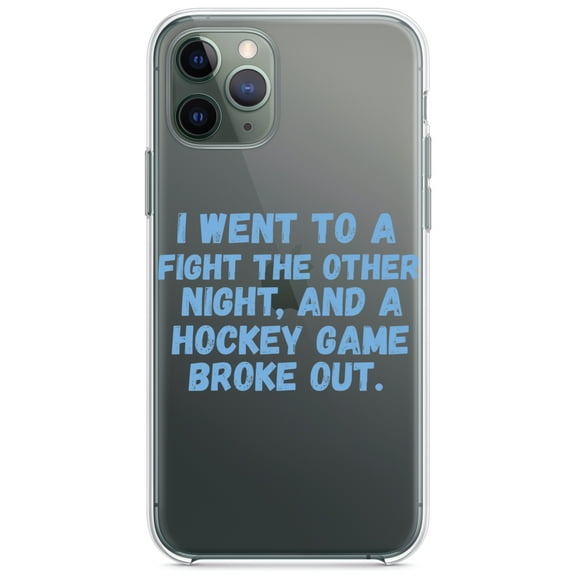 DistinctInk Clear Shockproof Hybrid Case for iPhone 12 / 12 PRO (6.1" Screen) - TPU Bumper Acrylic Back Tempered Glass Screen Protector - I Went to a Fight And a Hockey Game Broke Out