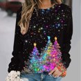thumbnail image 2 of Feancey Womens Christmas Tops Long Sleeve Glitter Xmas Tree Graphic Pullover Round Neck Casual Loose Tunics Trendy Dressy Holiday Tee Shirts Multicolor8 M, 2 of 7