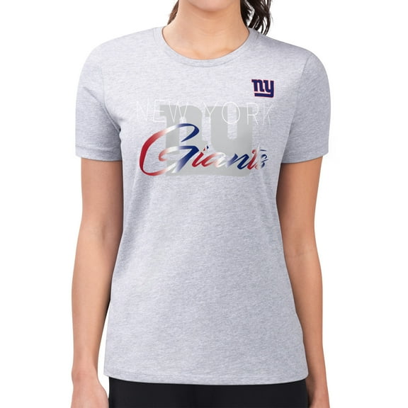 Women's G-III 4Her by Carl Banks Gray New York Giants Super-Slim Fit Lightweight Shadow Logo T-Shirt