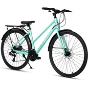 Neptune Road Hybrid Bike 700C Lightweight Aluminum Alloy Frame with 24 Speed City Commute Bicycle with Rear Cargo Rack for Men Women, Dual Disc Brake, Multiple Colors