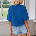 thumbnail image 3 of Trendfront Womens Crop Tops Crewneck Short Sleeve Solid Color Loose Fit Casual Lightweight Basic Summer Tee Tops, 3 of 5