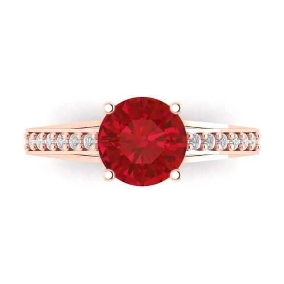 Clara Pucci 14K Rose Gold 2.21ct Tourmaline Solitaire with Accents Ring