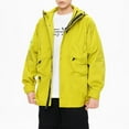 thumbnail image 2 of Windbreaker Jacket Men's Casual Solid Multi Pocket Hooded Zipper Keep Warm Long Sleeve Yellow M Zip Front Windbreaker Jacket, 2 of 8