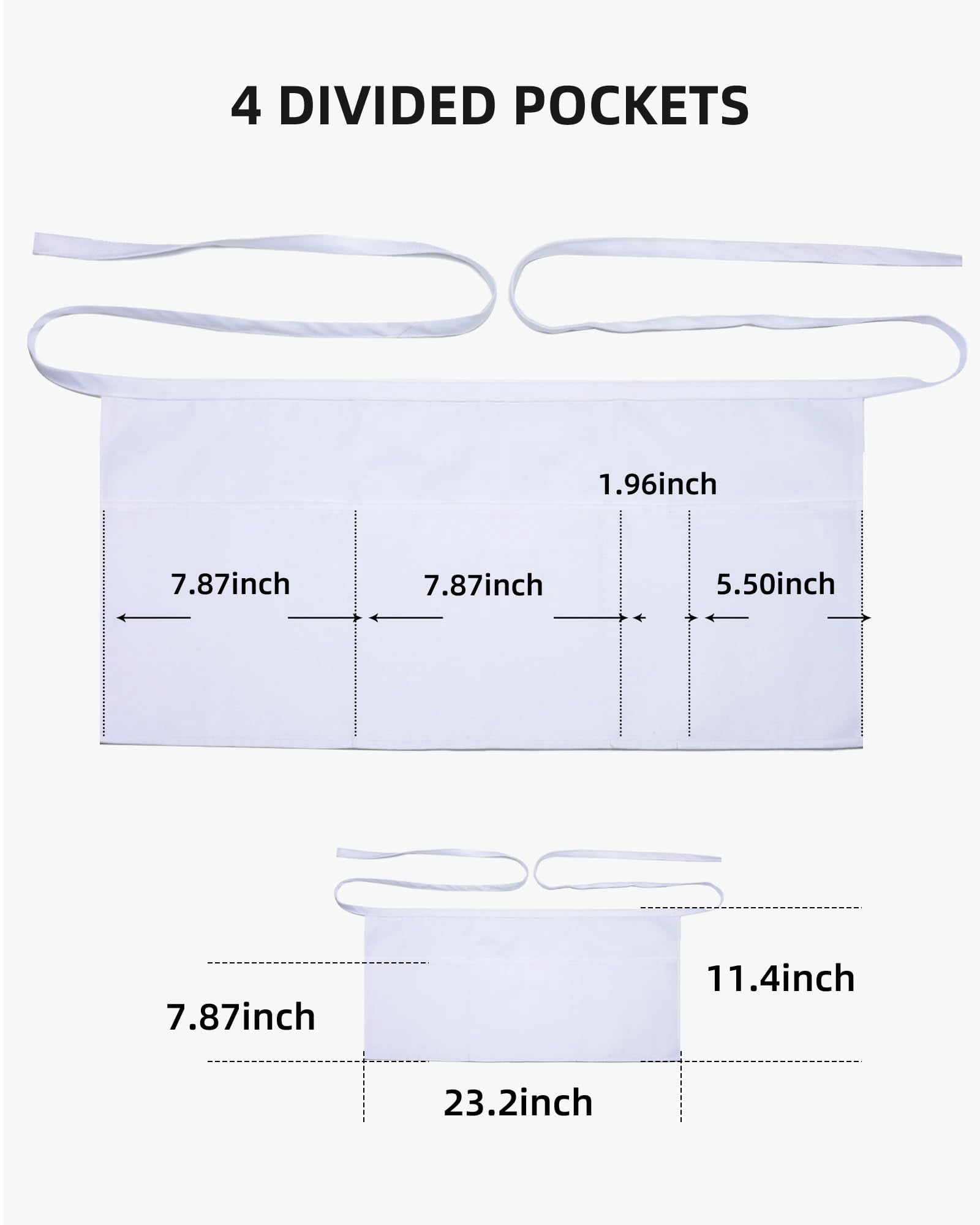 DAPRZIY 2 Pack Server Apron with 4 Pockets, Waitress Waiter Waist ...