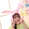thumbnail image 4 of ziyahi Rabbit Ears Hat Caps Headgear with Earflaps for Cosplay Costume Pink, 4 of 8