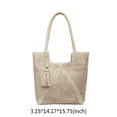 thumbnail image 2 of Yucurem Large Summer Boho Woven Bags for Women, Handmade Straw Beach Tote Bags for Vacation Holiday Travel (White), 2 of 10