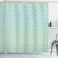 thumbnail image 1 of Caterpillar Shower Curtain, Vintage Hand-Drawn Pattern of Caterpillars in Repeating Order, Fabric Bathroom Set with Hooks, 69W X 84L Inches Extra Long, Pale Blue and Pale Yellow, by Ambesonne, 1 of 3