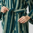 thumbnail image 5 of Censtreet Women's Bathrobe, Striped Hooded Robe, Winter Plush Fleece Long Kimono, Warm Loungewear, 5 of 6