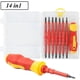 thumbnail image 3 of Juego de 7 destornilladores aislados para electricistas - Juego de destornilladores con aislamiento electromagnético resistente - 500 V - Multifunción - 14 en 1 Cromo-Vanadio, 3 of 5