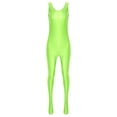thumbnail image 4 of TiaoBug Womens Oil Sleeveless Bodycon Jumpsuit Sheer Full Body Sport Bodysuit Bodystocking Tight Swimsuit Fluorescent Green XL, 4 of 7
