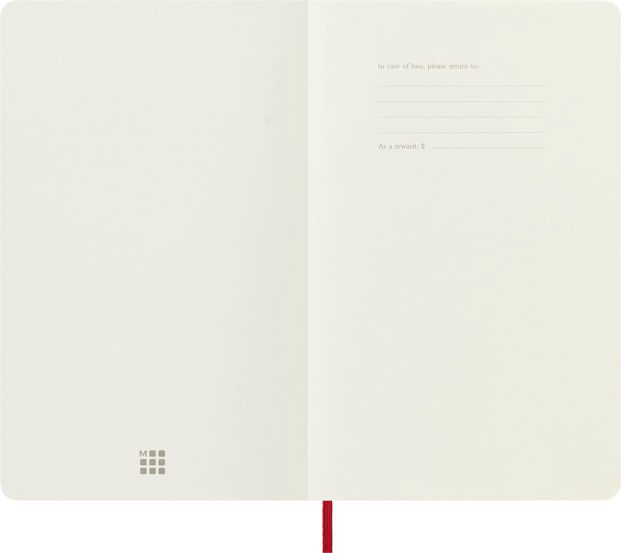 Moleskine Classic Notebook, Soft Cover, Large (5" x 8.25"), Plain, Scarlet Red
