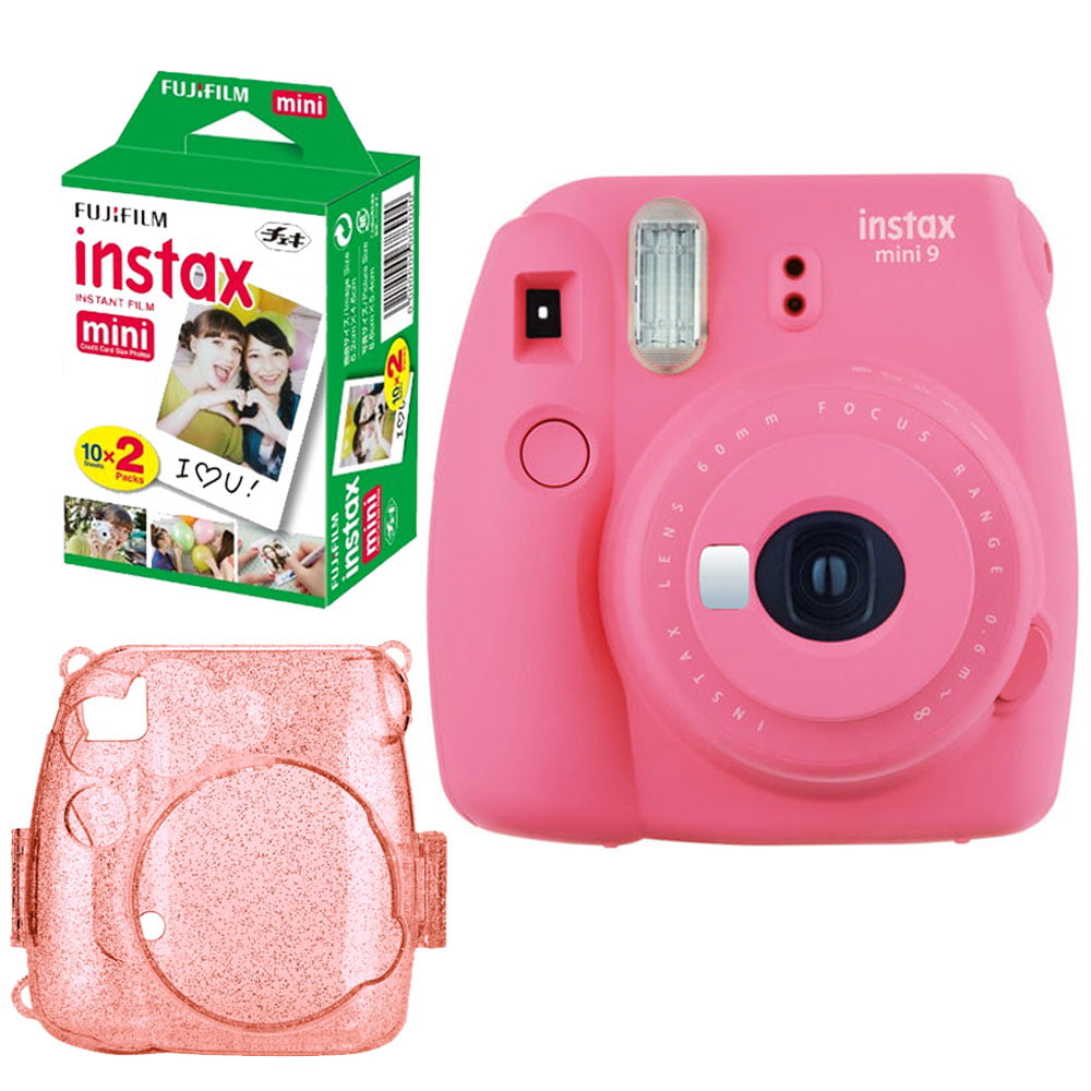 berouw hebben Vergelijkbaar Gezamenlijke selectie Value Kit! Fujifilm Instax Mini 9 Instant Camera Pink + Glitter Hard Case  for Fuji Instax Mini 9 Cameras Pink + Fujifilm Instax Mini Film Twin Pack -  Walmart.com