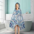 thumbnail image 6 of Blue Ethnic Mandala Pattern Hooded Bath Towel，50"x30" for Ages 3 To 12 Kids, Quick Dry Lightweight Soft Microfiber Hood Beach Towel Cover Up for Kids, 6 of 7