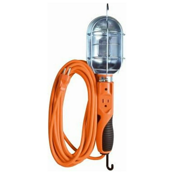 Master Electrician 691ME Trouble Work Light, Metal Guard & Outlet, 75-Watts, Orange, 25 Ft. - Quantity 12