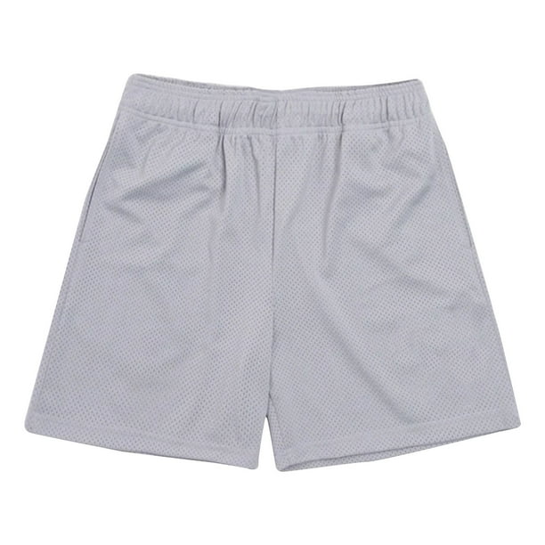 Mens Pantalones Cortos Atléticos Color Sólido Deportes Entrenamiento de Fitness Respirable, Malla Pantalones Cortos de Playa con Bolsillos