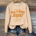 thumbnail image 2 of Womens Long Sleeve Shirts Tops Halloween Pumpkin Print Sweat Fashion Casual Pullover Winter Fall Clothes for Women Tees Blouses Khaki 2XL, 2 of 3