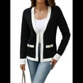 thumbnail image 2 of Suéter Tipo Cárdigan Abierto con Ribete para Mujer, Cárdigan de Punto de Larga, Informal, para Otoño e Invierno Negro S, 2 of 10