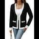 thumbnail image 2 of Suéter Tipo Cárdigan Abierto con Ribete para Mujer, Cárdigan de Punto de Larga, Informal, para Otoño e Invierno Negro XL, 2 of 10