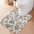 thumbnail image 4 of Bathroom Rugs Shaggy Toilet Base Mat 20x24 U Shape Soft Contour Rug Absorbent Non Slip Flowers Floral Blue, 4 of 9