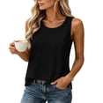 thumbnail image 5 of Taqqpue Tank Top for Women Loose Fit Scoop Neck Sleeveless Blouse Tops Casual Summer Flowy Cami Shirts Beach Vacation Solid Color Plus Size T Shirt Women, 5 of 10