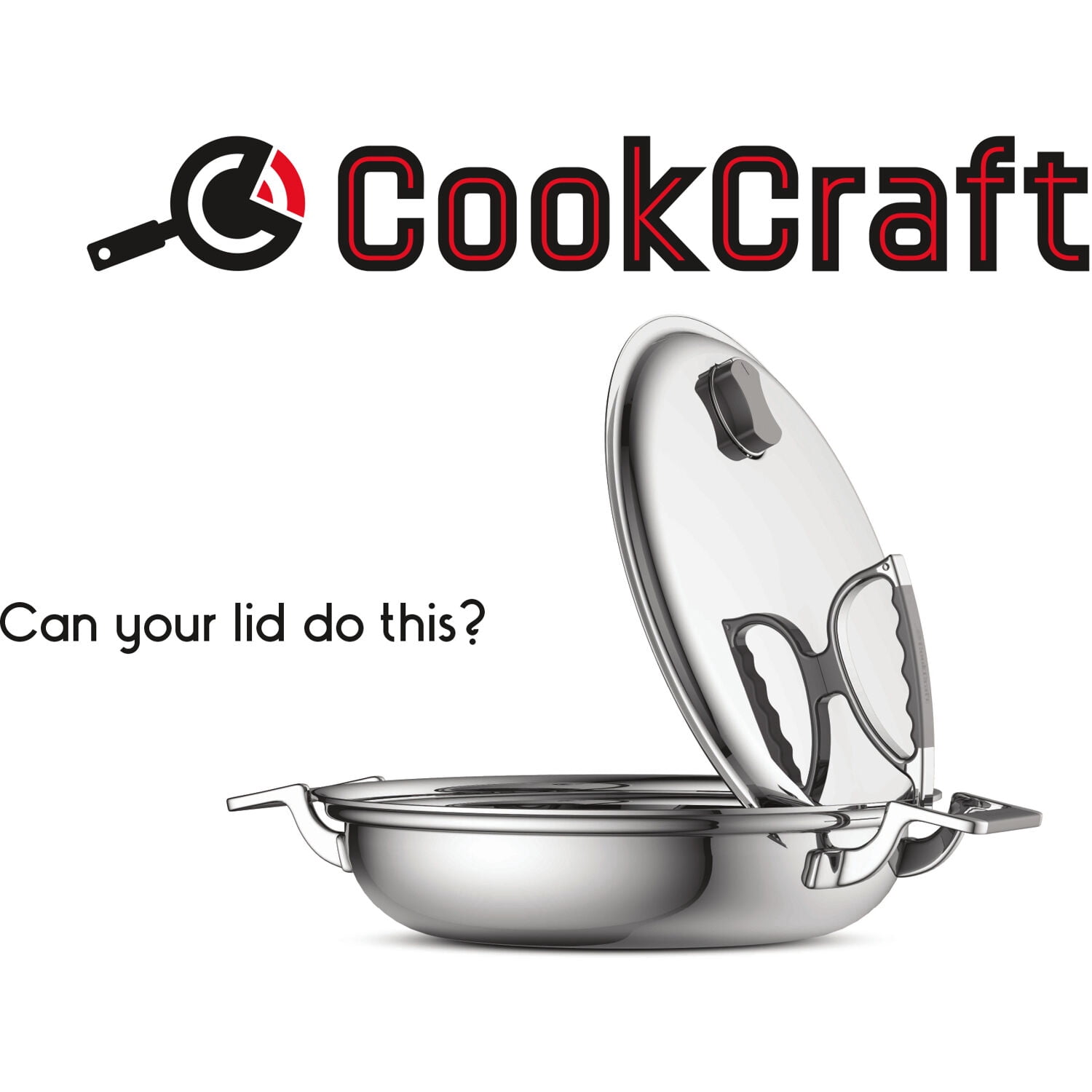 CookCraft Original 3-Qt. Tri-Ply Stainless Steel Sauce Pan featuring Silicone Handles and Convenient Lid with Patented Rim Latch