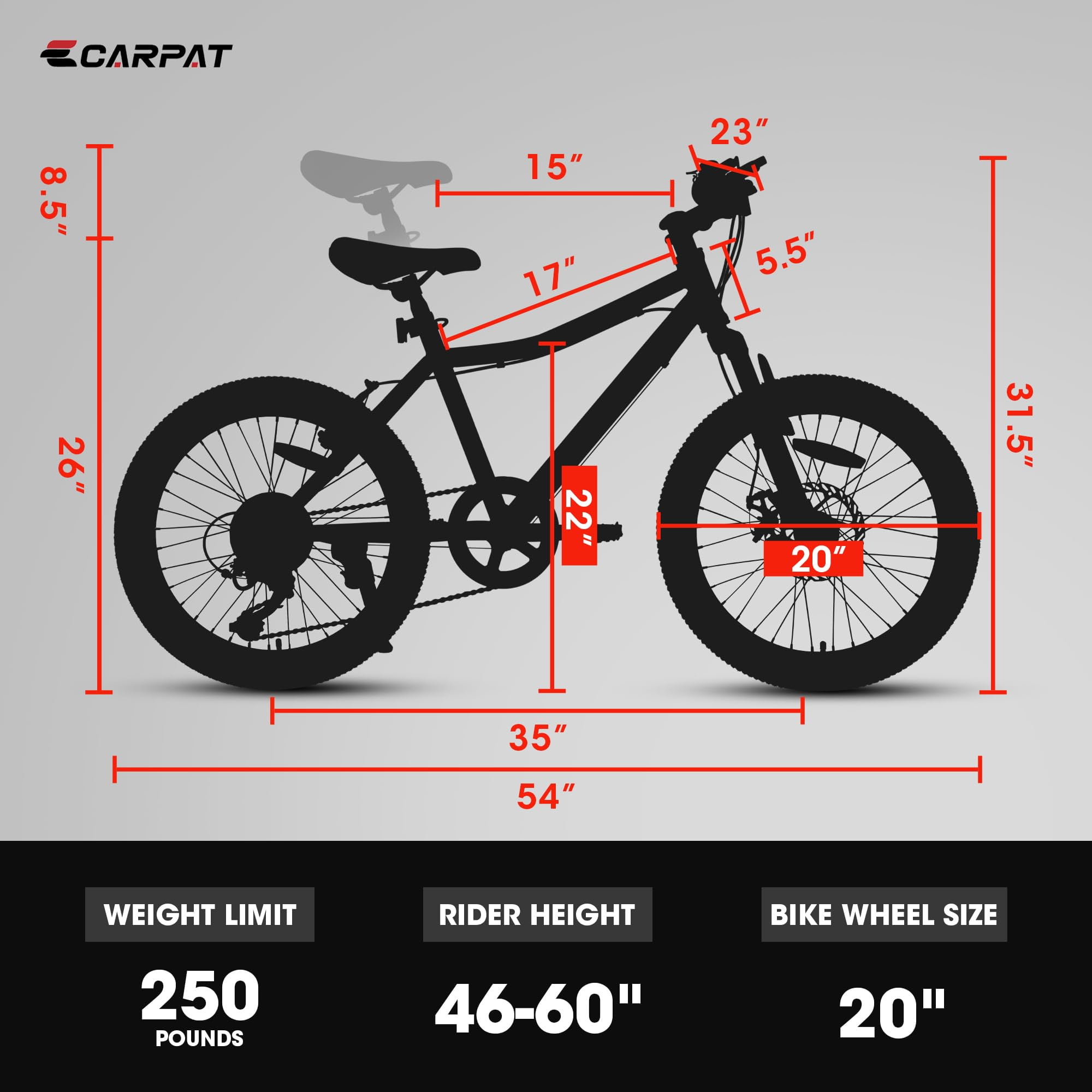 20" Bikes for Kids 6-12, SHINPT kids Mountain Bike, 7 Speed Bikes for 6-12 Year Old Boys and Girls, Big Tire Bike for Birthday Gift, Boys and Girls Mountain Bike with High Steel Frame