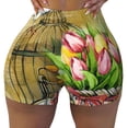 thumbnail image 2 of Picia Watercolor Canary Bird Printed Workout Shorts for Women Seamless Scrunch Butt Lifting High Waisted Yoga Gym Booty Running Moisture-wicking Short Pants-Large, 2 of 9