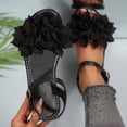 thumbnail image 5 of Women's Fashionable Summer Floral Pointed Toe Flat Sandals-Solid Color Flower Casual Slippers Black 43, 5 of 9
