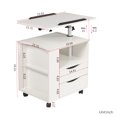 thumbnail image 3 of Euroco Height Adjustable Nightstand Overbed End Table with Swivel Top, Wood Bedside Table with Wheels for Bedroom, White, 3 of 9