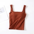 thumbnail image 3 of Fanxing Women's Cotton Tank Top with Build in Bra Adjustable Wider Strap Camisole Basic Cami Tanks Brown,M, 3 of 5