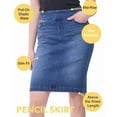 thumbnail image 5 of Rekkuna Women's Pull-On Stretchy and Soft Denim Pencil Skirt (16, Medium Blue Stone Wash), 5 of 6