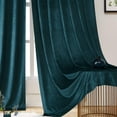 thumbnail image 4 of Uptown Home Teal Green Velvet Blackout Window Curtain Panels for Bedroom/Living Room/Office Velour Geometric Embossed Trellis Drapes, Back Tab/Rod Pocket, 52"x95"x2, 4 of 6