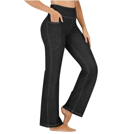 JSKUMAR Women s Crossover Bootcut Jeggings Stylish Flare Regular and Plus Size Leggings High Waisted Pull On Denim Pants (Black M)