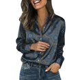 thumbnail image 3 of Womens Tops Satin Shirt Retro Floral Print Casual Long Sleeve Tops Blouses for Women Dressy Casual, 3 of 9