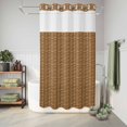 thumbnail image 6 of No Hook Shower Curtain, Vintage Rattan Shower Curtains for Bathroom with See Through Top Window, Minimalist Abstract Wicker Texture Brown Waterproof & Washable Bath Curtain Stand Up Stall 36"x72", 6 of 9