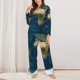 thumbnail image 2 of Fotbe World Map Conjunto de Pijama de Manga Larga para Mujer con Estampado, Ropa de Dormir de 2 Piezas, Conjunto de Casa Suave y Cómodo con Bolsillos-Small, 2 of 7