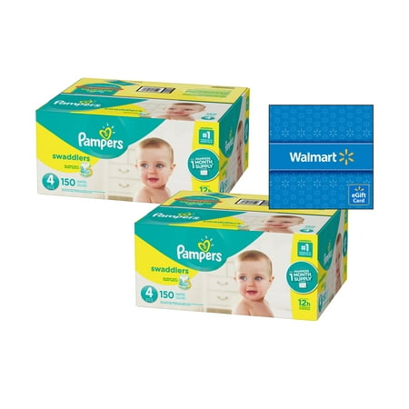 [Buy 2, Get $20 Gift Card] Pampers Swaddlers Diapers, Size 4, 150 Count (Total 300