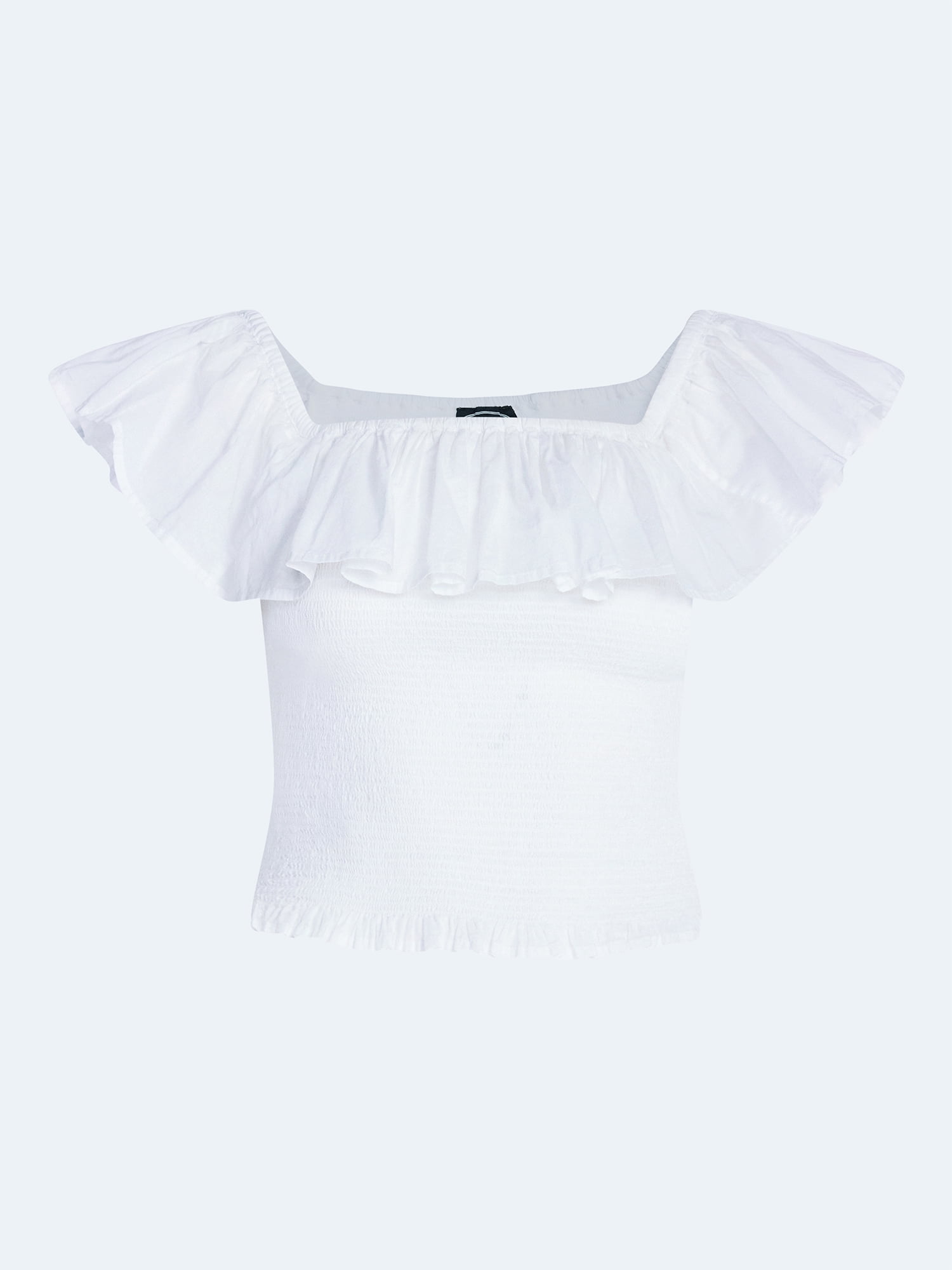 Scoop Women’s and Women’s Plus Off-the-Shoulder Smocked Ruffle Cotton Top, Sizes XS-4X