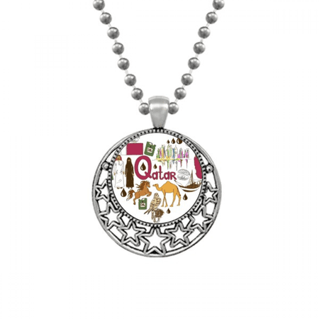 Qatar Love Heart Landscap National Flag Necklaces Pendant Retro Moon Stars Jewelry